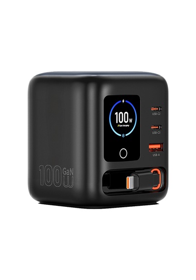 Wiwu Wi-g039 Gan Teknolojili Type-c Kablolu 4 Portlu Masaüstü Çoklu Şarj İstasyonu 100w Siyah