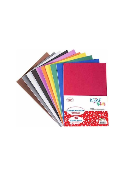 Kraf Kids Yapışkanlı Eva A4 10 Renk