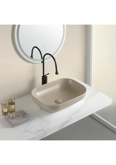 Ey-4740mk Mat Cappucino Tezgah Üstü Lavabo Krem