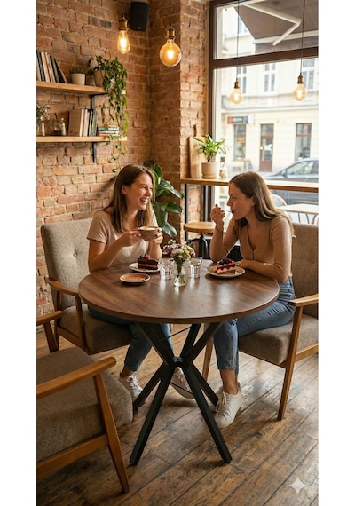 70 Cm Siyah Metal Ayak 2-3 Kişilik Yuvarlak Masa Mutfak Masası Balkon Masası Kafe Masası Ofis Masası Barok Ceviz