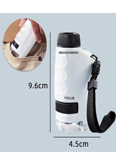 Micro1 Küçük Boy Mini Mikroskop Eğitici Mikroskop Zoom Led Işıklı 300x Zoom