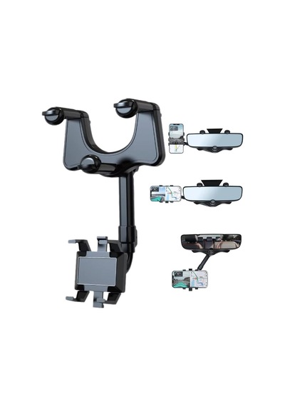 Ayt Powermaster Pm-25159 Araç İçi Dikiz Aynası Telefon Tutucu 360 Derece Ayarlanabilen Oto Cep Telefonu Tutacağı