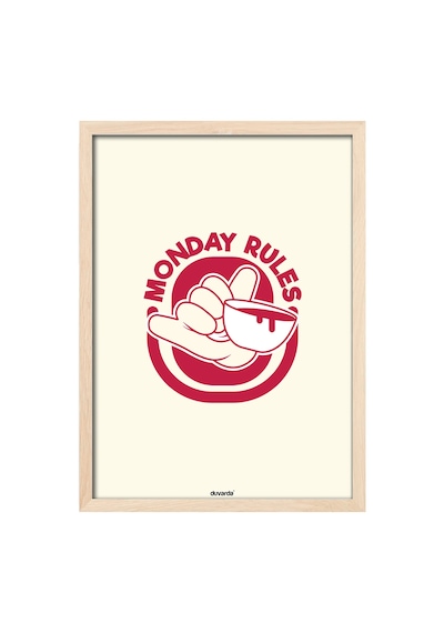 Monday Rules Ahşap Çerçeveli Poster, Dekoratif Mutfak Duvar Tablosu