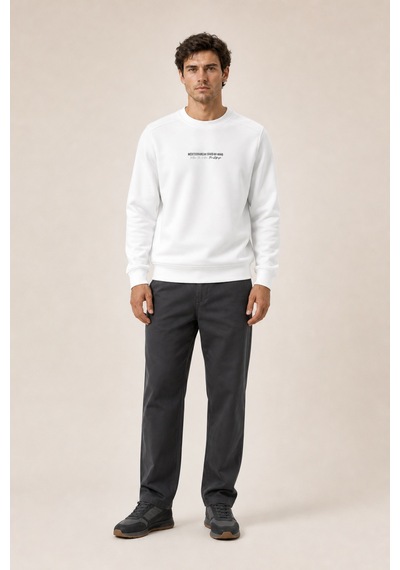 Redline Takes Bisiklet Yaka Kışlık Regular Fit Sweatshirt Beyaz