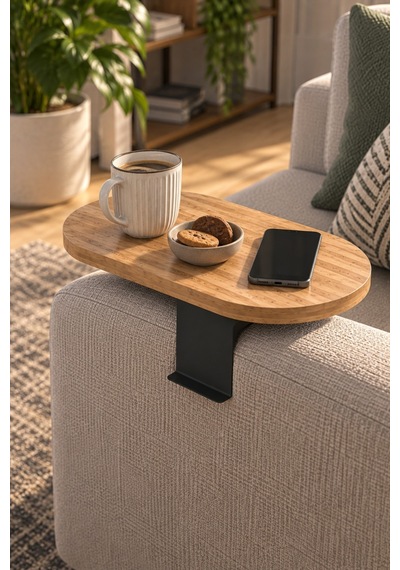 Sulorahome Ayarlanabilir Yan Sehpa Çam Kahverengi Oval C Sehpa Atlantik Çam