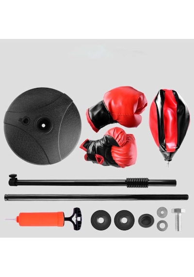 Çocuk Boks Standı 70-105 Cm Refleks Topu Boks Seti Eldiven Çok Renkli