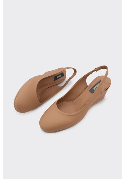 Derinet Hakiki Deri Dolgu Taban Kadın Klasik Ayakkabı Camel Camel