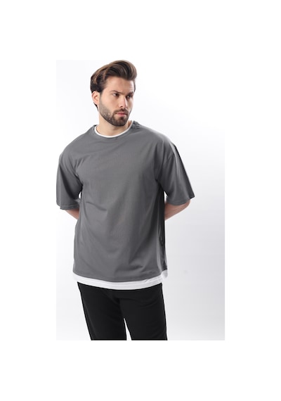 Madmext Oversize Füme Erkek Tişört 4978 Füme