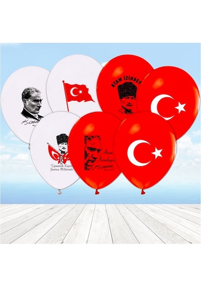 Benim Marifetlerim Atatürk ve Bayrak Baskılı Balon 12 inch 10 Adet