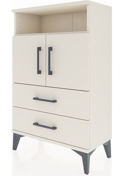 Arges Komodin 2 Raflı 2 Çekmeceli 2 Kapaklı 60x30x96 Aytaşı-a... Aytaşı