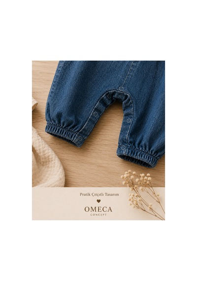 Omeca Concept Kız Bebek Denim Tulum Ve Gömlek Takımı Lacivert