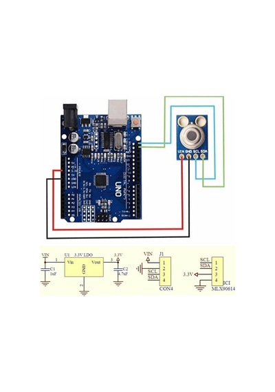 Tr Alkatronik Gy-906 Kızılötesi Sıcaklık Sensör Modülü -70c/380c Mlx90614 Termometre Temassız Dijital Isı Öl