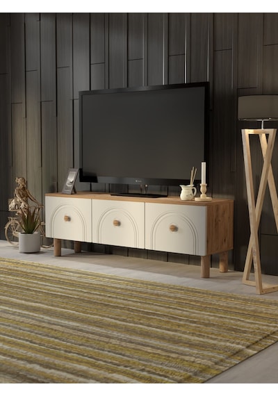 Bohem Tarz 135cm 3 Kapaklı Mdf Kapak Tv Ünitesi Ceviz