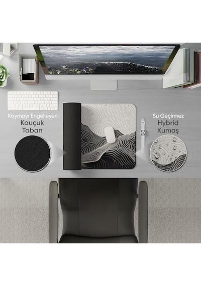 Minesk 90x40 Cm Xxl Gaming Mouse Pad High Density Hybrid Kumaş Kaymaz Taban Yüksek Çözünürlüklü Baskı Fare Altlığı Oyuncu Mousepad Mountain İzohips