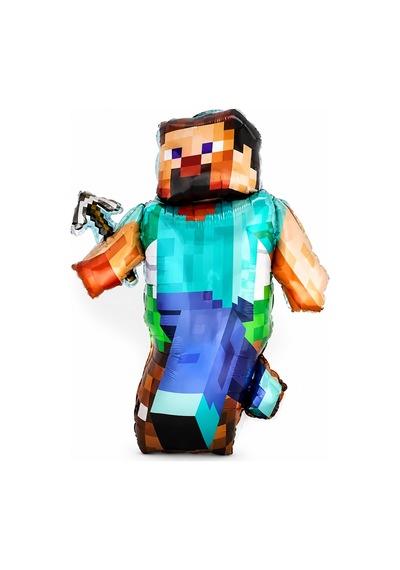 Minecraft Steve Folyo Balon 90x75 Cm Doğum Günü Parti Dekorasyon Balonu Çok Renkli