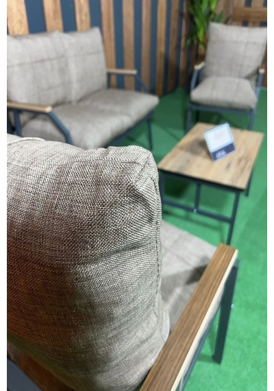 Ard & Garden Sehpalı Kahverengi Fermuarlı Bahçe Balkon Takımı, Cafe, Salon - Metal Kanepe Koltuk Takımı Kahverengi