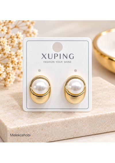 Melekcehobi Kadın Gold Incili Vintage Bombeli Küpe - Xuping Vıp Serisi Altın Kaplama Incili Küpe