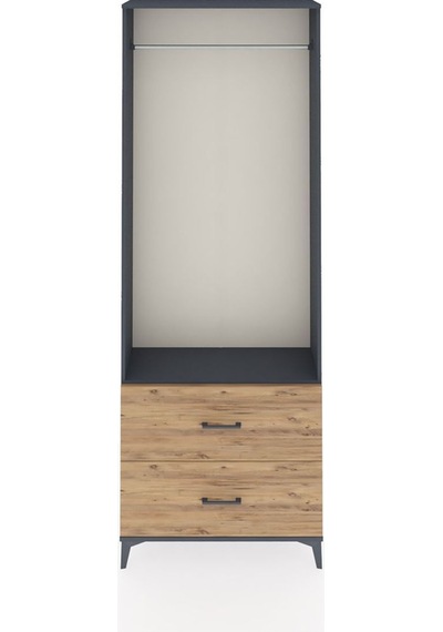 Arges Dolap Tek Raflı 2 Çekmeceli Tek Askılı 88x30x243 Antrasit-çam Antrasit Arges Dolap Tek Raflı 2 Çekmeceli Tek Askılı 88x30x243 Antrasit-çam Antrasit