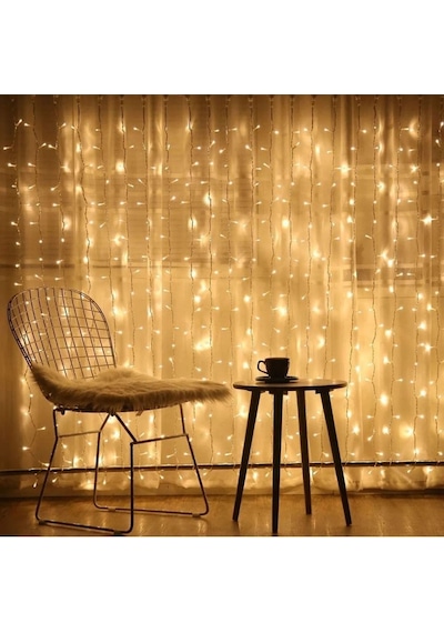 8 Fonksiyonlu Animasyonlu Perde Led Işık Saçak Led Işık 100 Led 10 Mt Sarı