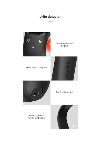 Taşınabilir Ticaret Led Masa Lambası, Rgb Aydınlatma, Akıllı Va Ekran, Dokunmatik Ayar, Göz Koruma Özellikli, 1200mah Şarjlı Pil, 3 Renk Seçeneği İle Çalışma Lambası S2311 Siyah Diğer