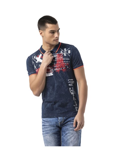 Ct795 The Elite Knit Collar Flex Men T-shirt Navy