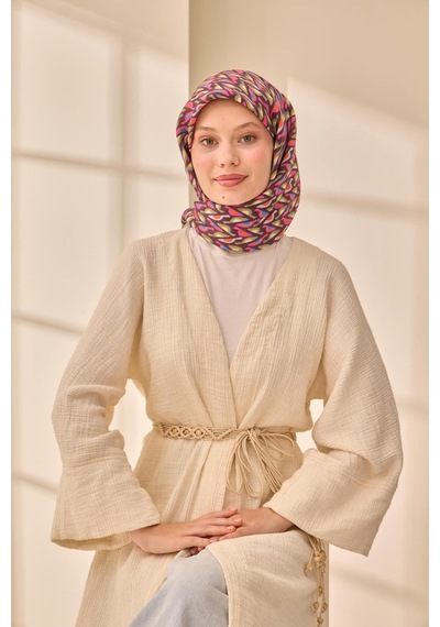 Silk Home Aura Eşarp 140006-27 Mavi, Kahverengi, Vizon, Pembe
