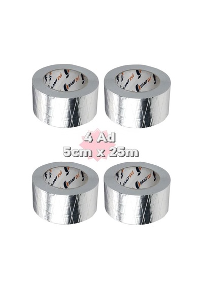 Takviyeli Alüminyum Folyo Bant 4 Adet 50Mm X 25Metre Yanmaz Folyo