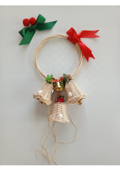 Bambu 3'lü Çan Kapı Çelengi Noel Temalı 23 13 Cm
