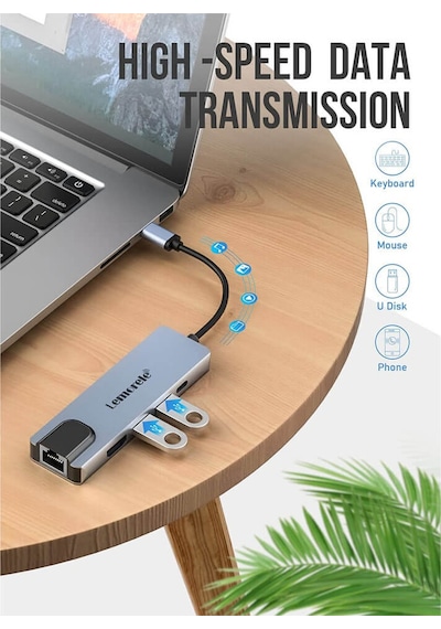 USB 3.1 Type C To Hdmi Mhl - 2X USB 3.0 Gigabit Ethernet Çevirici