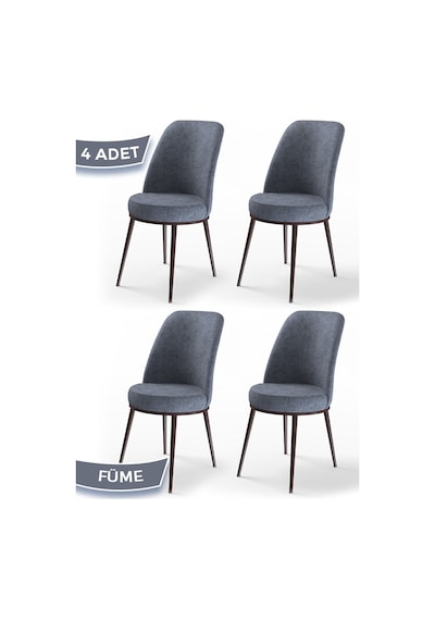 Canisa Concept Dexa Serisi Füme Renk 4 Adet Sandalye, Renk Füme, Ayaklar Kahverengi Füme