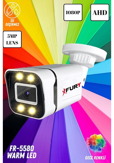Fury 5mp Lens 1080p 4 X Ultra Led Gece Renkli Full Hd Suya Dayanıklı Güvenlik Kamerası
