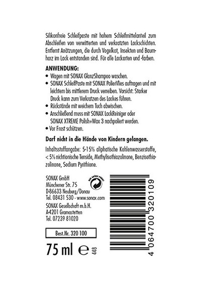 Sonax 320 100 Çizik Giderici Pasta, Renkli, 75 Ml