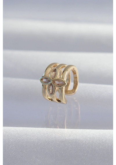 Mey Najmaddin Pirinç Gold Renk Yonca Earcuff Küpe Najmaddin Çok Renkli