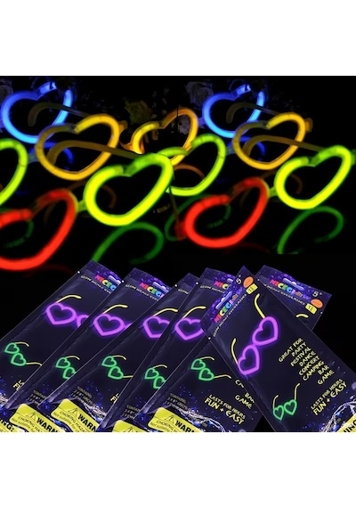 Glow Kalpli Fosforlu Gözlük 6 Lı Renkli Set Neon Parti - Zmff-874122