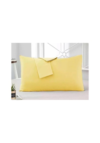 Sarı Renkli Pamuklu Kumaştan Kapaklı Yastık Kılıfı 2 Adet 50 X 70 Cm Sarı Tek Ebat 50 X 70