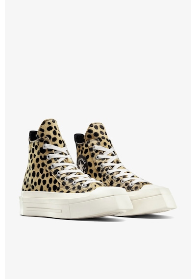 Converse Chuck 70 Leopard Print De Luxe Squared Kadın Platform Sneaker Siyah