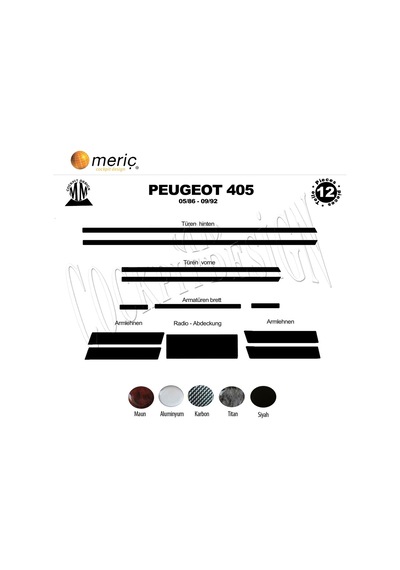 Meriç® Peugeot 405 Ön Torpido Kaplama 12 Parça 1986-1992 (530157083)