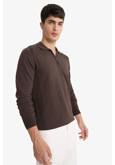 Defacto Standart Fit Polo Yaka Yarım Fermuarlı Premium Triko Kazak D0621AX24AU Kahve Defacto Standart Fit Polo Yaka Yarım Fermuarlı Premium Triko Kazak D0621AX24AU Kahve