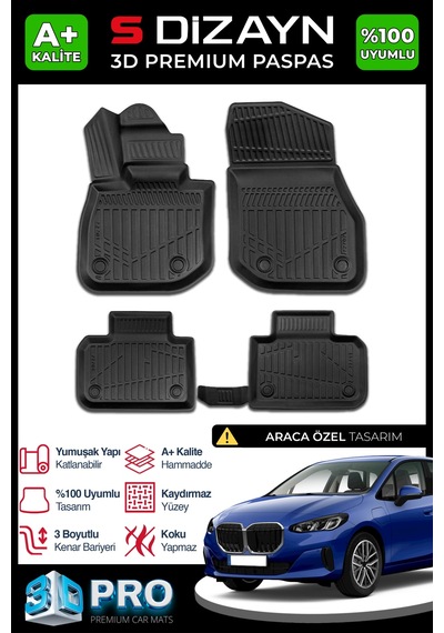 Bmw 2 Serisi U06 Active Tourer 3d Pro Havuzlu Paspas 2021 Üzeri A+ Kalite 3ds-sdz264