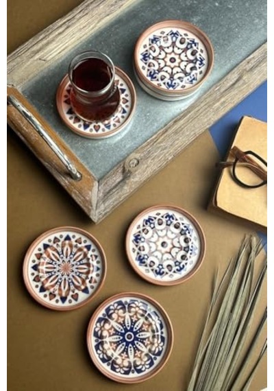 Tabakevi Tabak Evi Stoneware Mozaik Red Sefa 6 Lı Çay Tabağı 10cm Çok Renkli