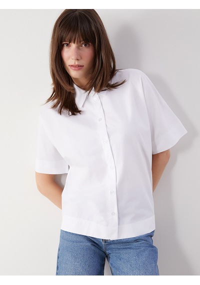 Lcw Comfort Beyaz Oversize Poplin Kadın Gömlek
