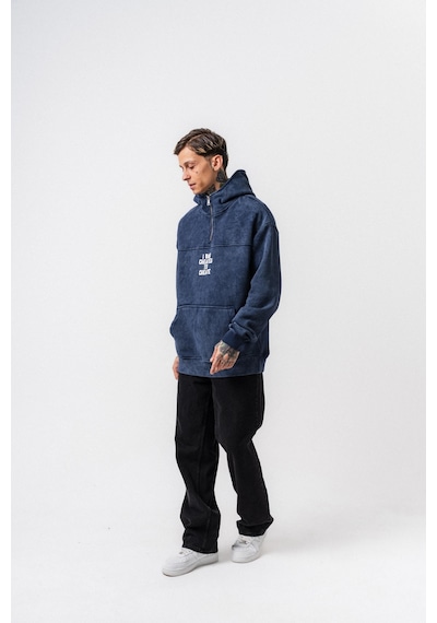 Respire Erkek Create Baskılı Kapüşonlu Oversize Hoodie Lacivert