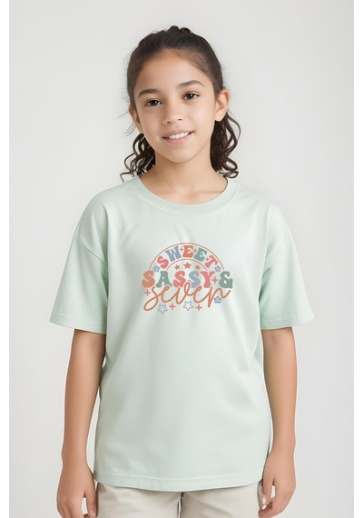 Fyk Kids Kiz Çocuk Sweat Sassy Baskili Ti Şört Mint Yeşil