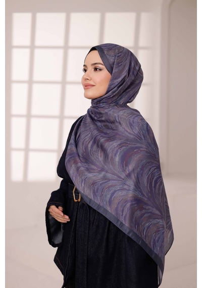 Mimiyum Ebru Desen-soft Şal Mor Çok Renkli