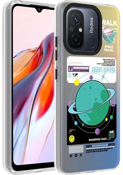 Xiaomi Redmi 12c Kılıf Desenli Zore Dragon Sert Kapak Gezegen