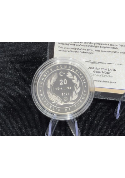 2021 Kanal İstanbul 20 Türk Lirası 925 Ayar Gümüş Proof Sertifikalı