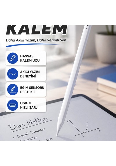 Eğim Sensörlü Dijital Kalem Usb-c Hızlı Şarjlı Hassas Yazım Kalemi