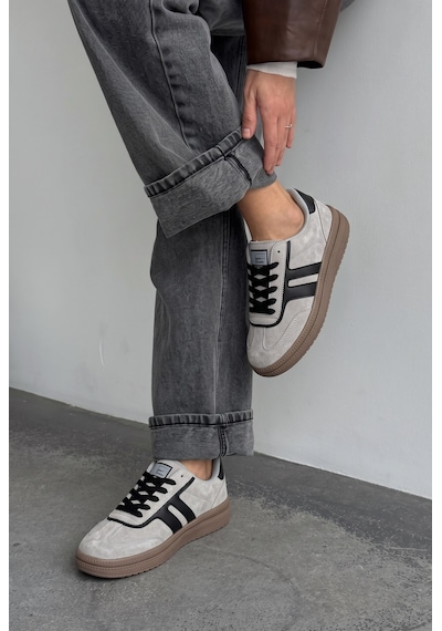 V.S.H Velvet Rota Kadın Gri-siyah Sneaker Spor Ayakkabı - Kadın Günlük Ayakkabı-2522