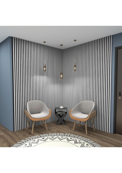 Tr Akustik Mdf Duvar Paneli Akupanel Duvar Dekor Profili Ses Yalıtım Ve Dekor Çıtası 61x278 Cm Gri Diğer