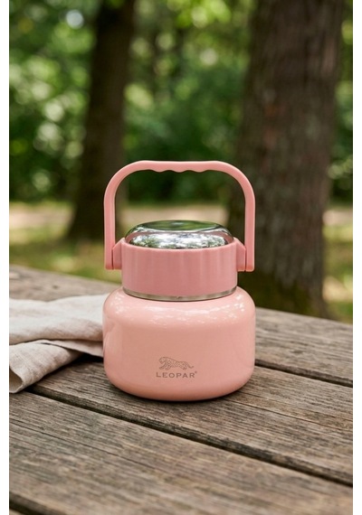 Cooker Leopar 500 Ml Kaşıklı Yemek Termosu Yk1516 Pembe